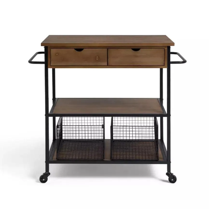 3 Tier Metal Trolley and Wood Kitchen Trolley