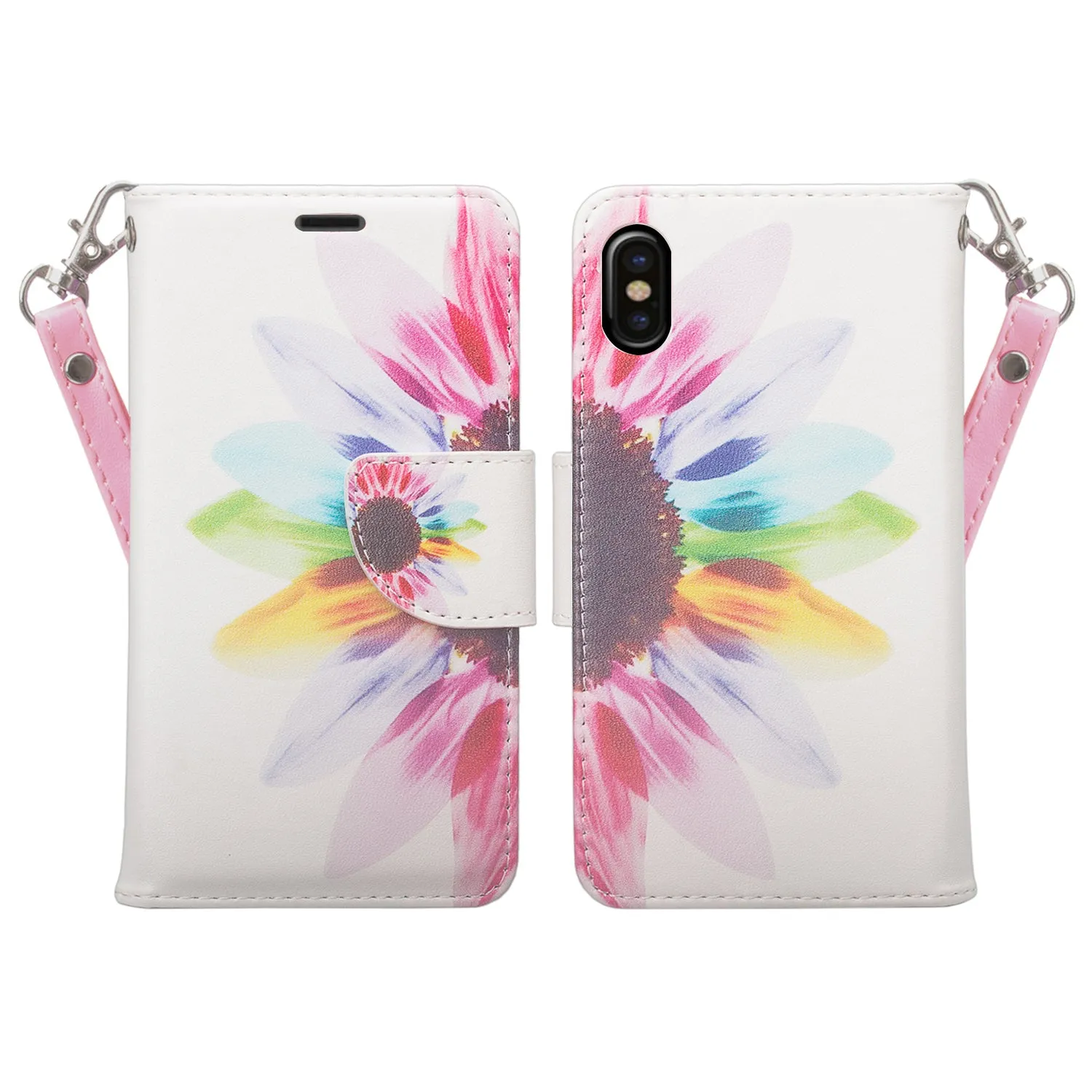 Apple iPhone ??? | iPhone Ten Case, iPhone ??? | iPhone Ten Wallet Case, Slim Flip Folio [Kickstand] Pu Leather Wallet Case with ID & Card Slots & Pocket   Wrist Strap - Vivid Sunflower