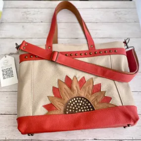 Archive in Wheat, Orange Rust, Dark Roast, Sunflower Patchwork, Studs