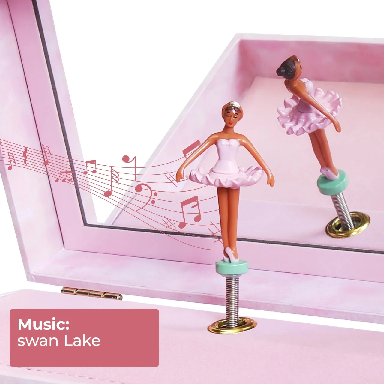 Ballet School Jewelry Box with Black Ballerina Figurine