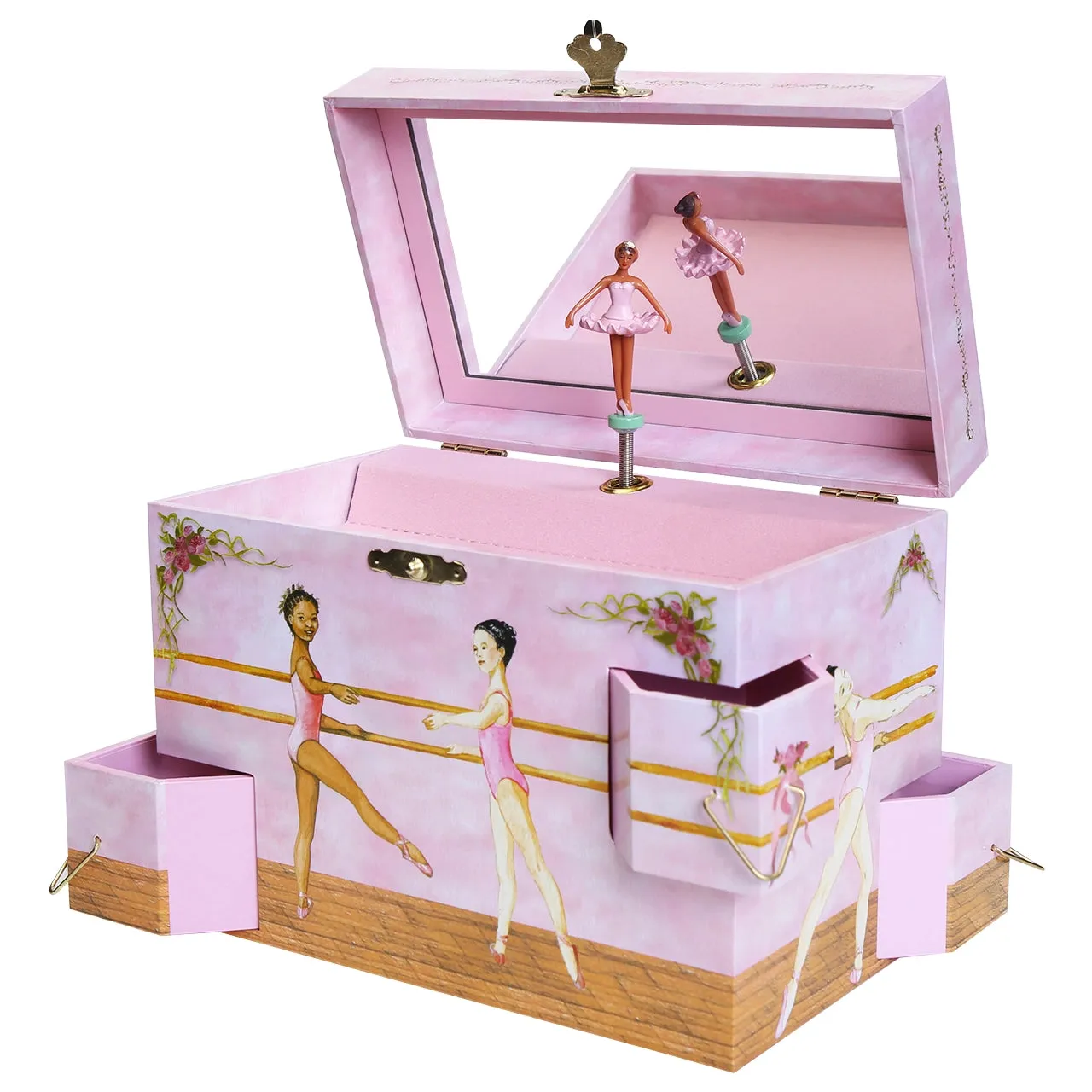 Ballet School Jewelry Box with Black Ballerina Figurine