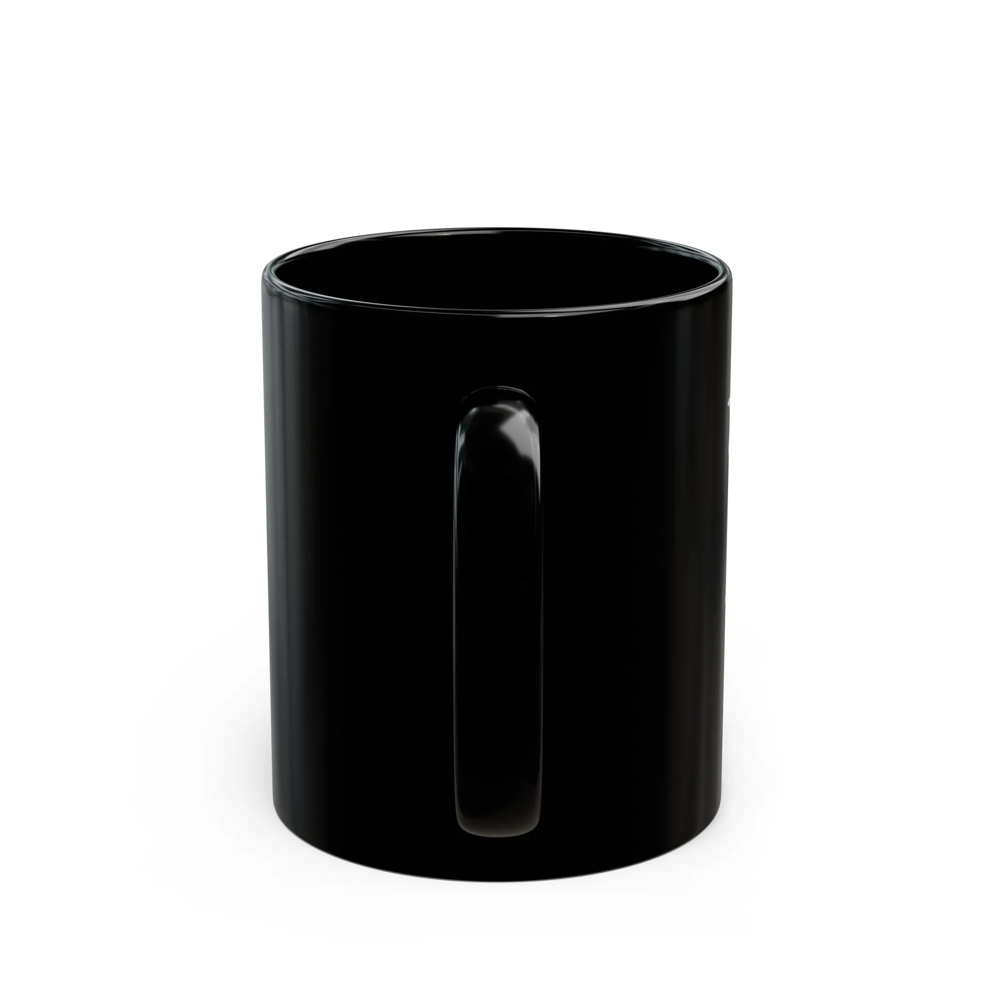 Black Ceramic Mug with Blue flower