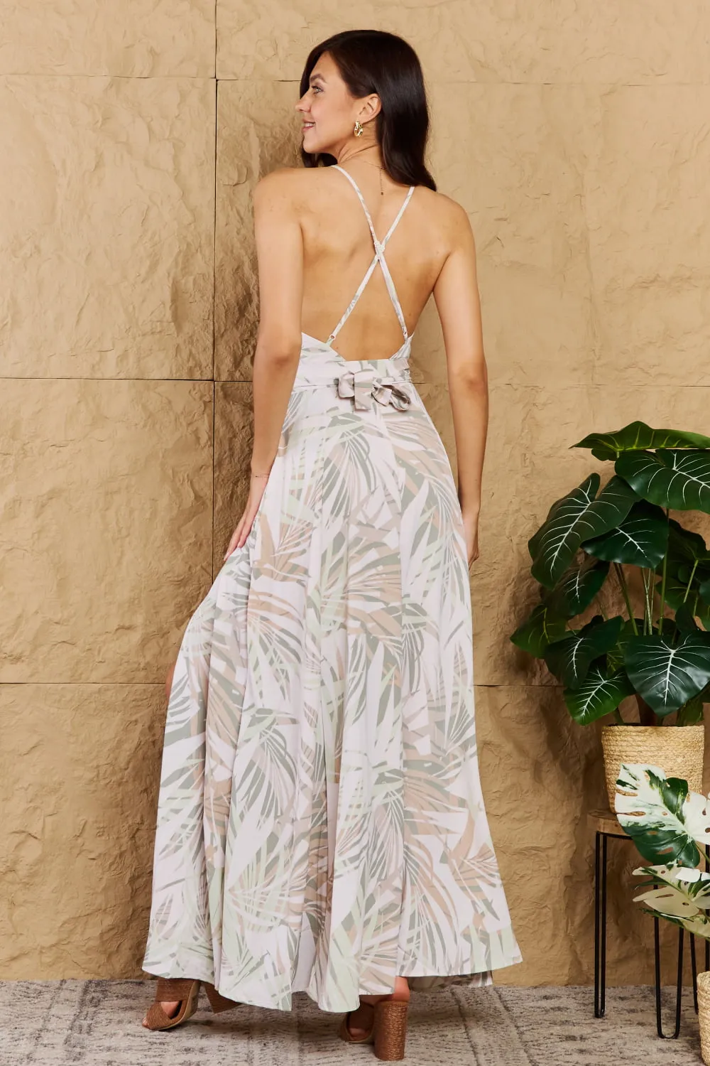 Bohemian OneTheLand Watch Me Grow Open Cross Back Maxi Dress