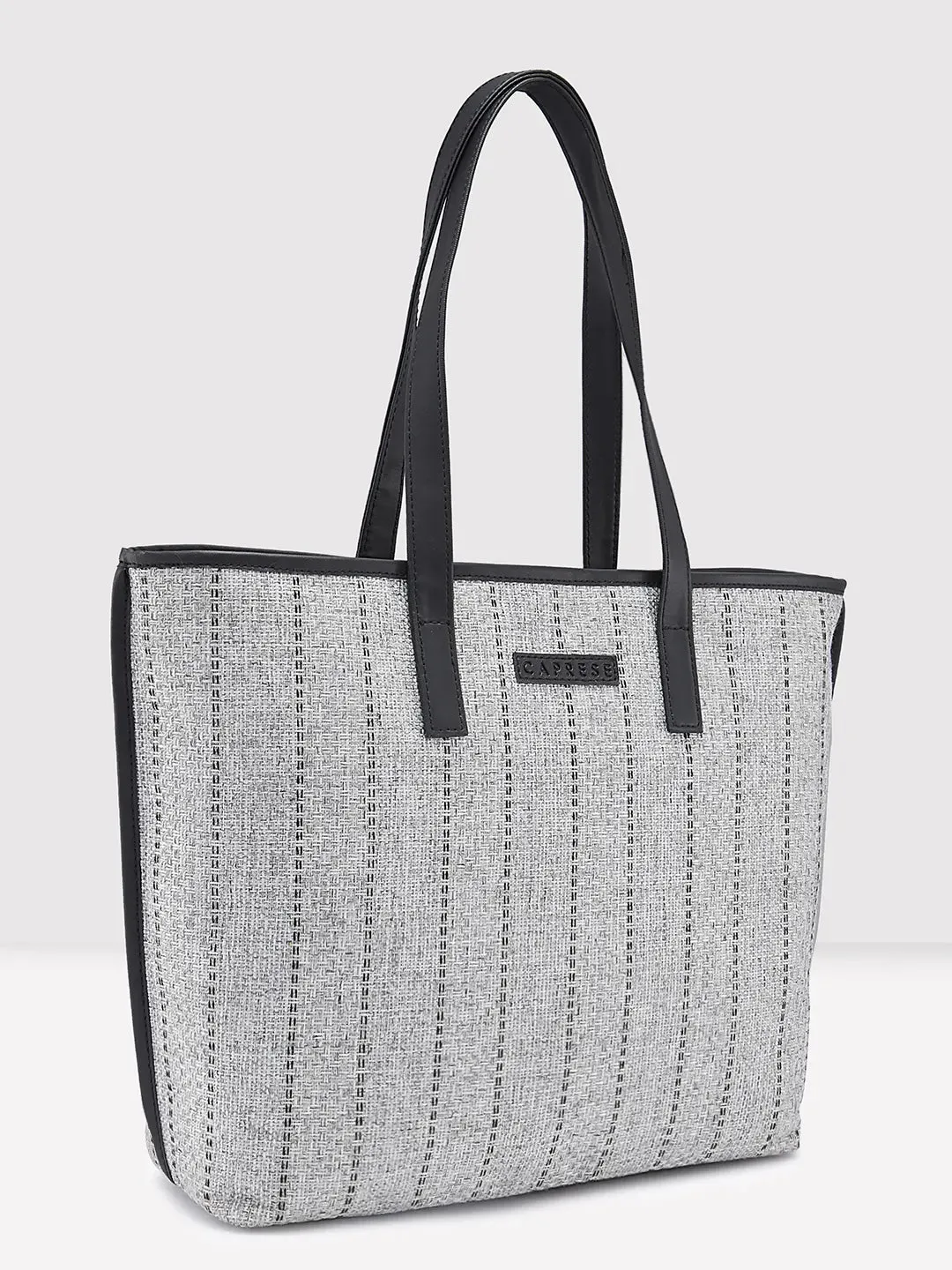 Caprese Evana Tote Medium Striped Women'S Handbag Silver