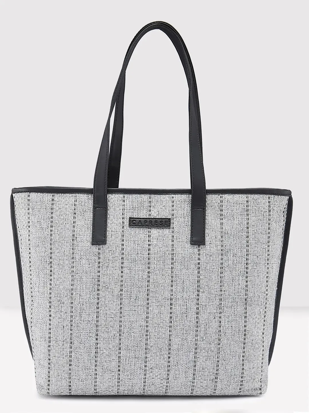 Caprese Evana Tote Medium Striped Women'S Handbag Silver