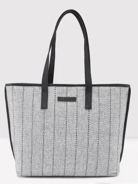 Caprese Evana Tote Medium Striped Women'S Handbag Silver