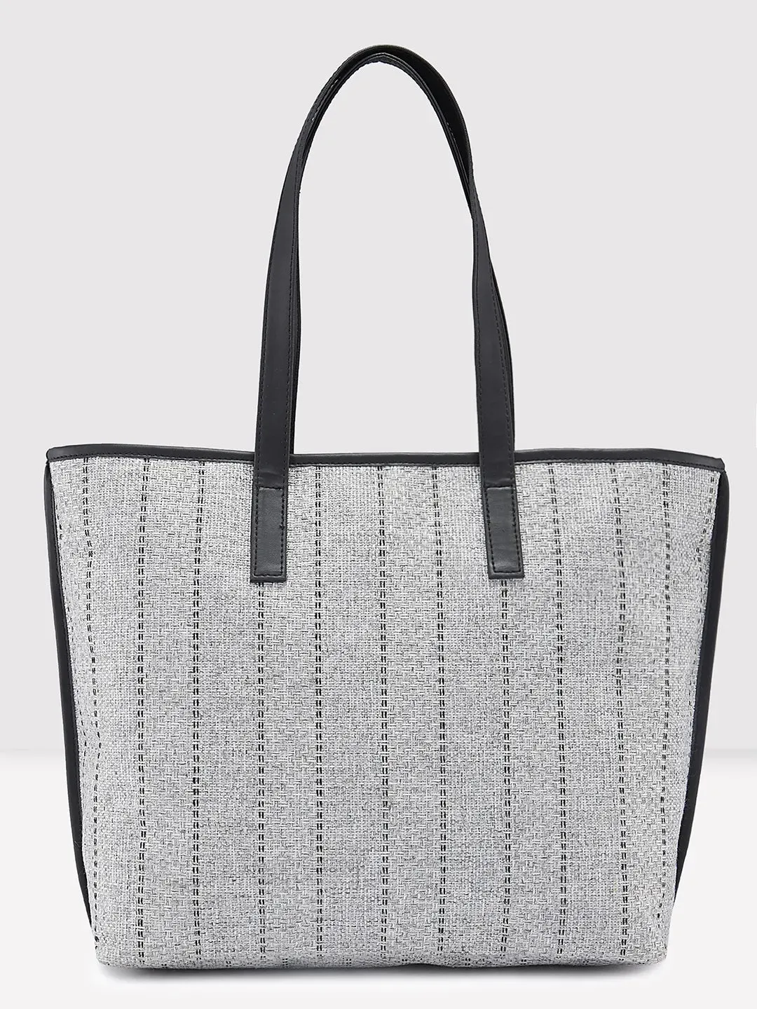 Caprese Evana Tote Medium Striped Women'S Handbag Silver