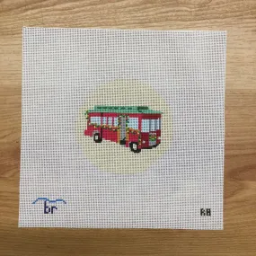 Christmas Trolley Needlepoint Round