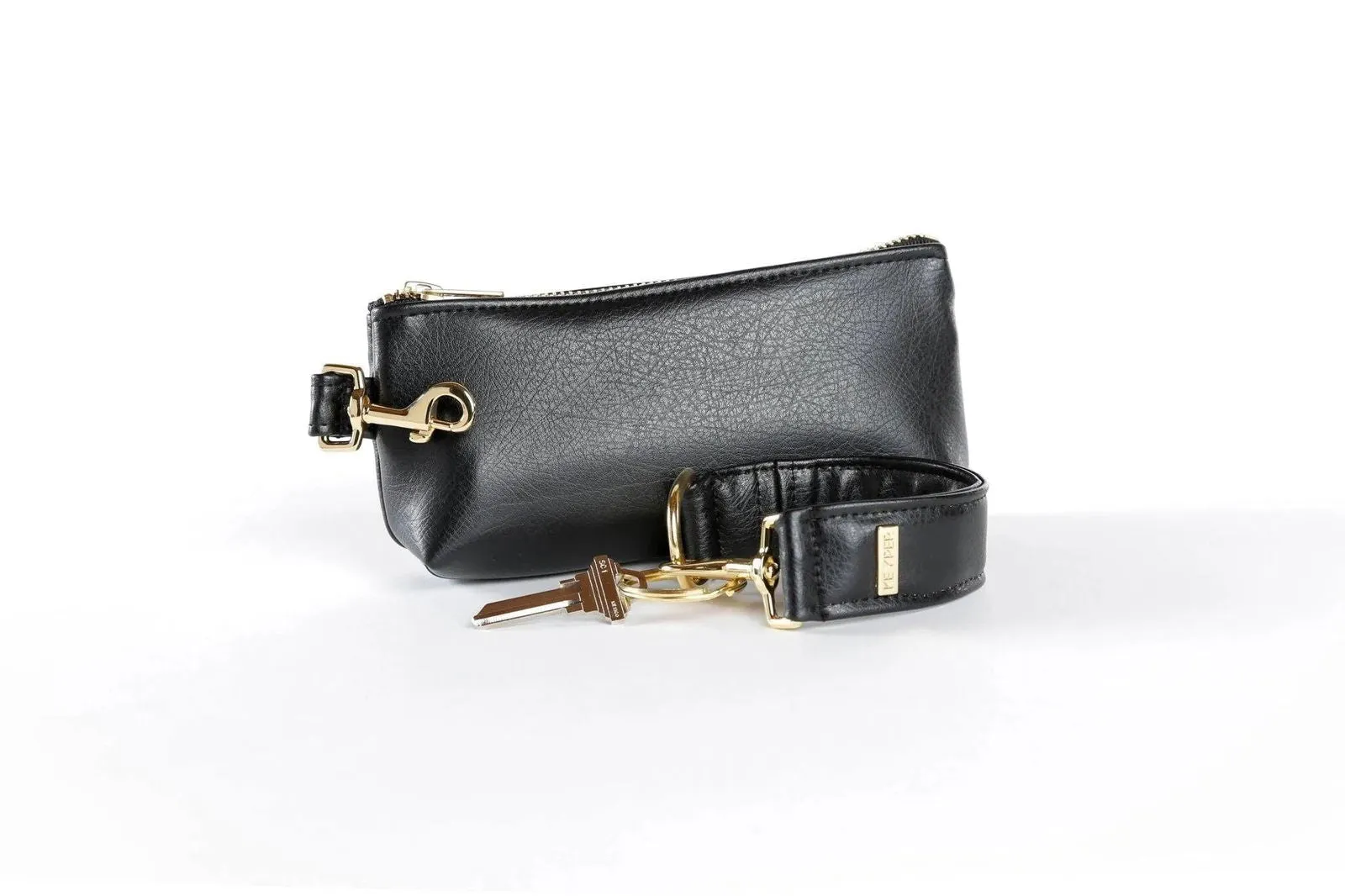 Classic Black Vegan Leather 2-Piece Wristlet Set