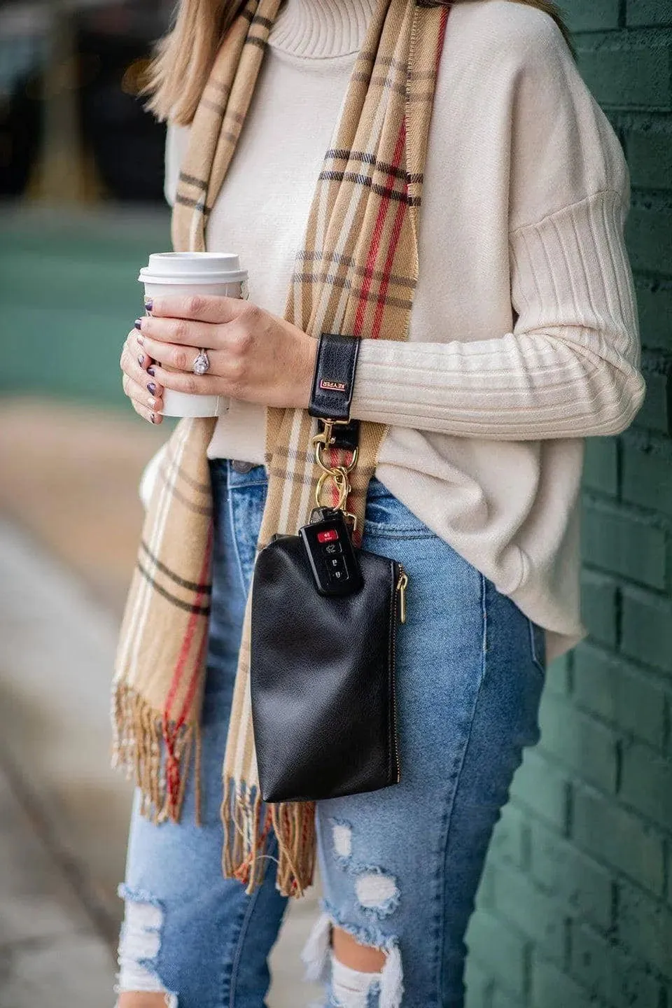 Classic Black Vegan Leather 2-Piece Wristlet Set
