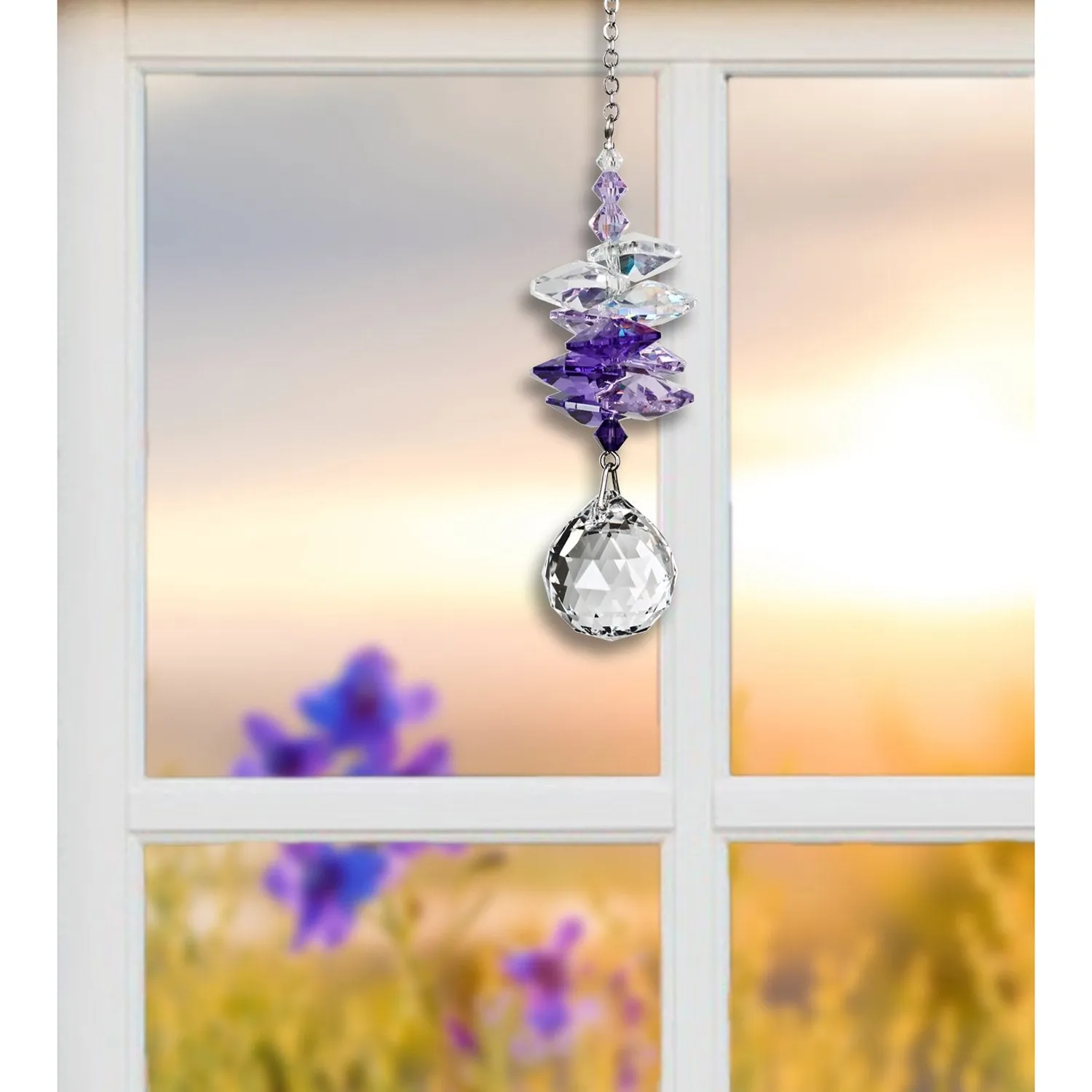 Crystal Sunrise Cascade Suncatcher - Purple
