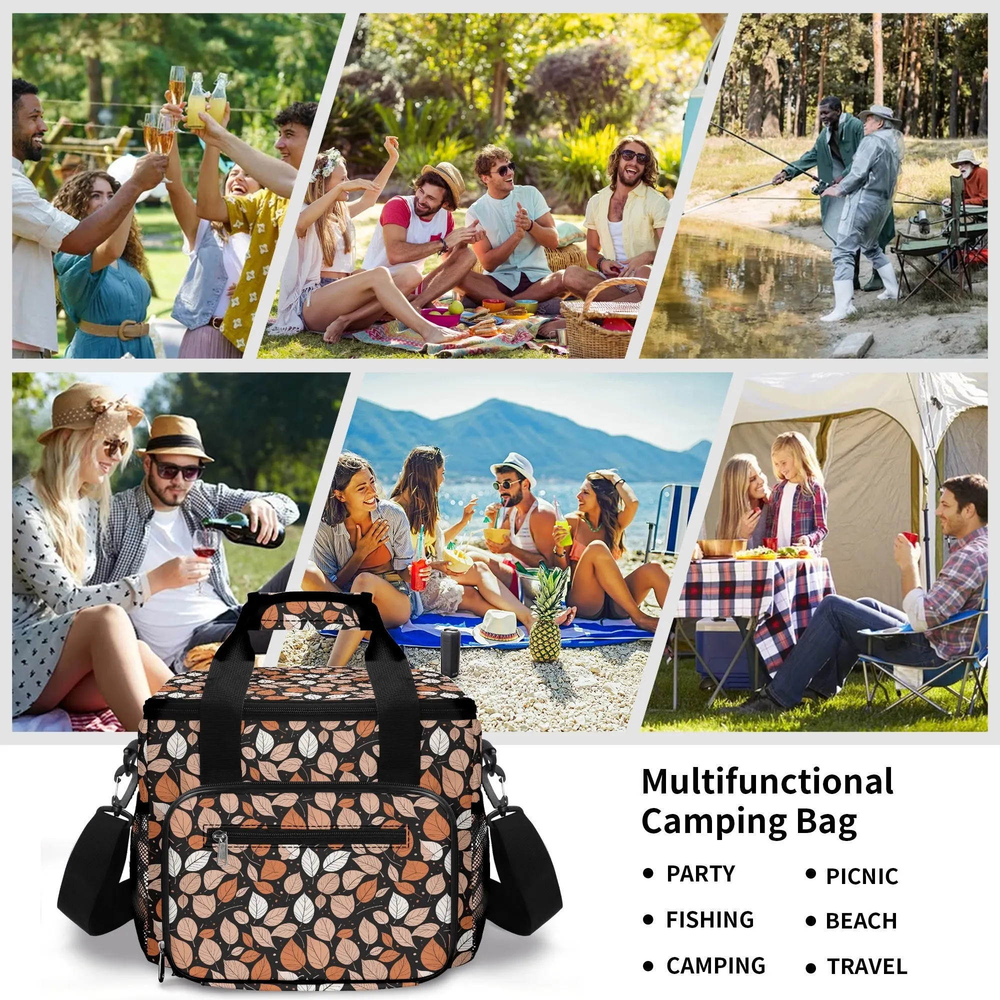 Dark Leaves Insulated Leakproof Cooler Bag Lunch Box