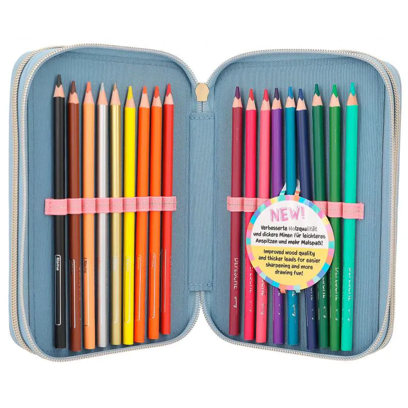Depesche Miss Melody Triple Pencil Case Blue Quilt