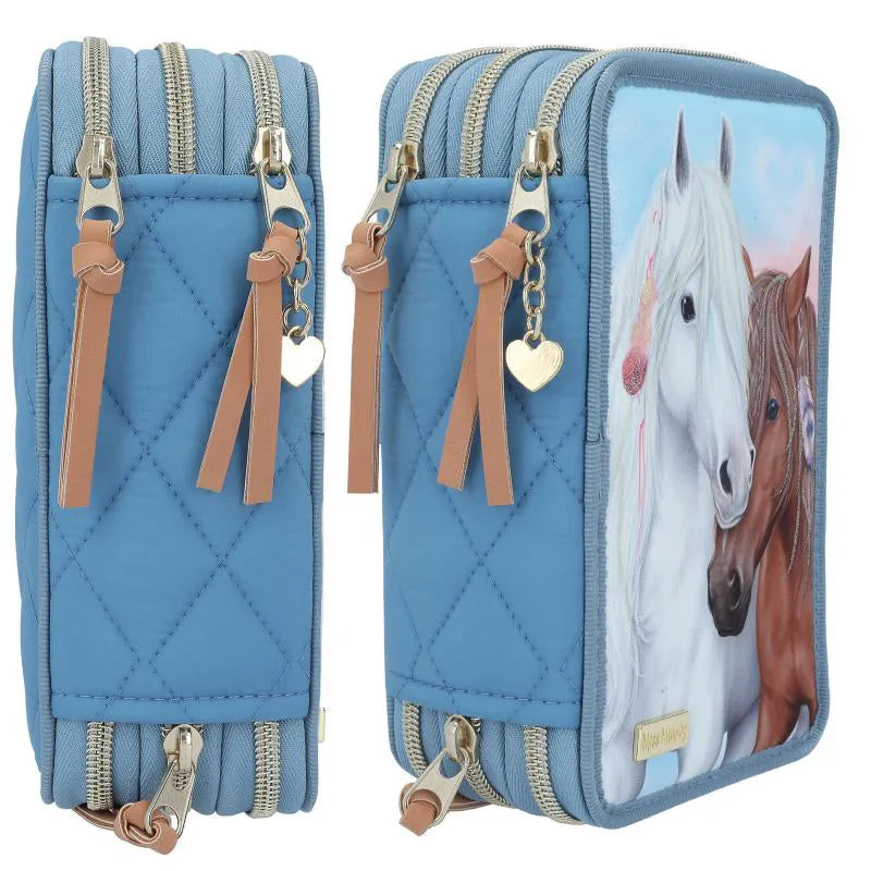 Depesche Miss Melody Triple Pencil Case Blue Quilt