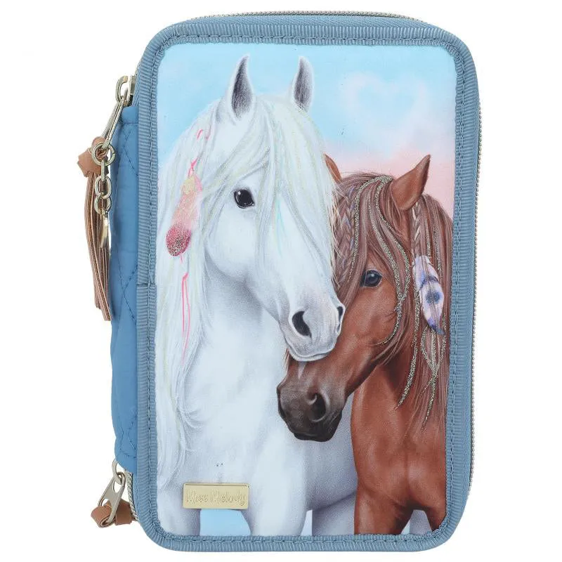 Depesche Miss Melody Triple Pencil Case Blue Quilt