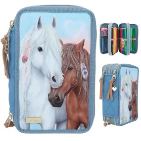 Depesche Miss Melody Triple Pencil Case Blue Quilt