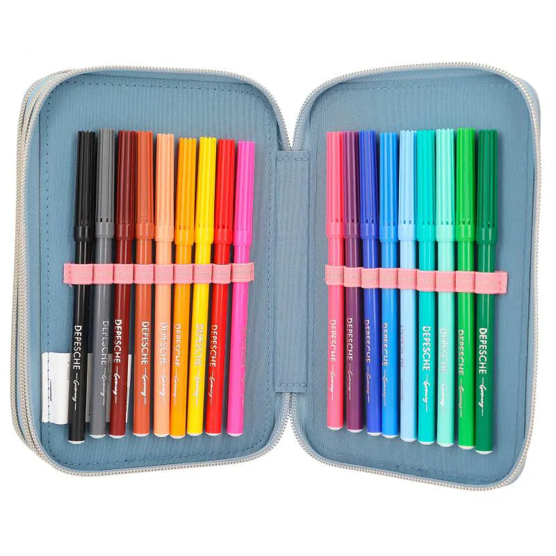 Depesche Miss Melody Triple Pencil Case Blue Quilt