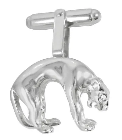Diamond Eye Panther Cufflinks in Sterling Silver