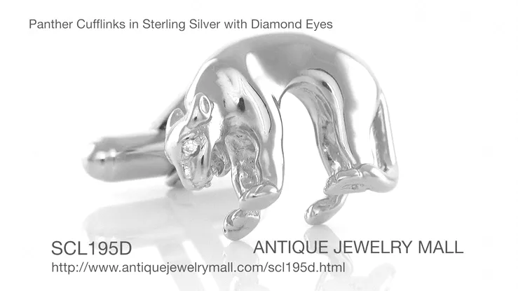 Diamond Eye Panther Cufflinks in Sterling Silver