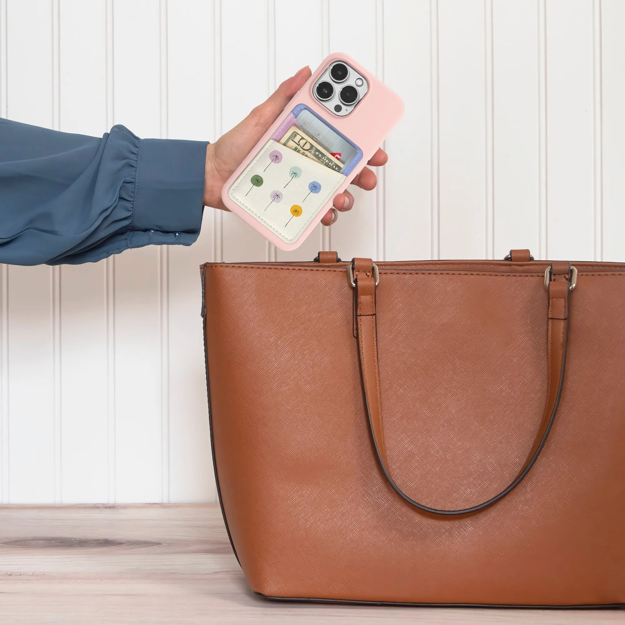 Dotted Palms Stick-On Cell Phone Wallet