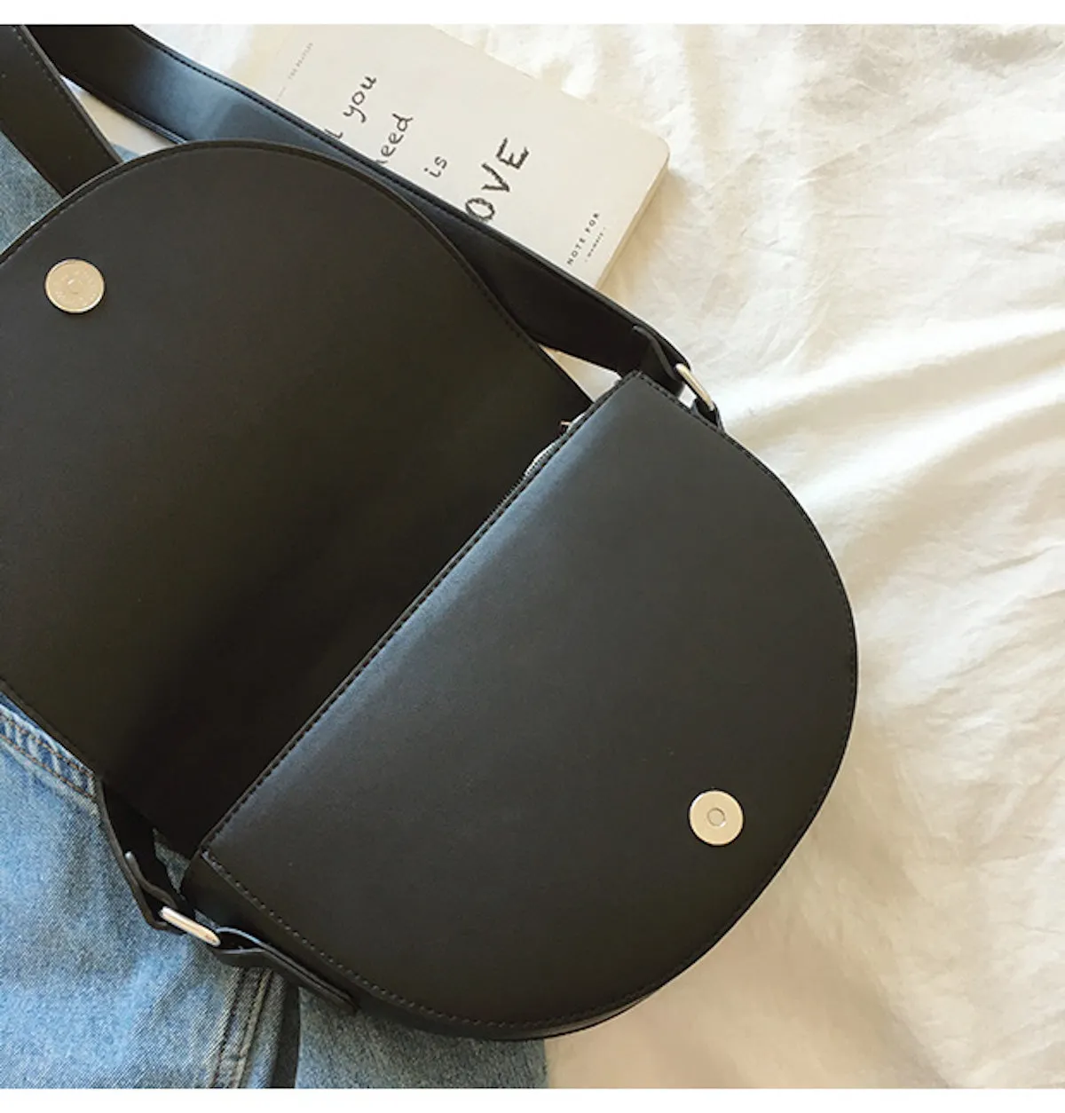 Elena Handbags Leather Saddle Flap Bag with Strap