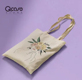 Flower Head Woman Tote Bag