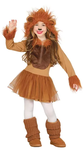 Girls Lion Fancy Dress Jungle Zoo Animal Halloween Costume