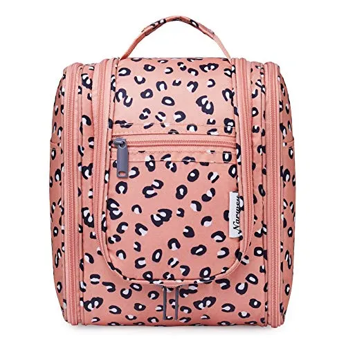 Hanging Travel Toiletry Bag Cosmetic Make up Organizer, Orange Leopard