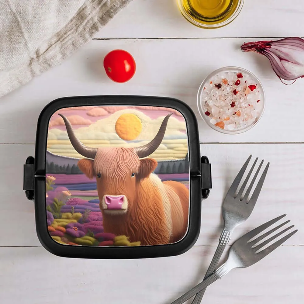 Highland Cow Design Double-layer Lunch Box