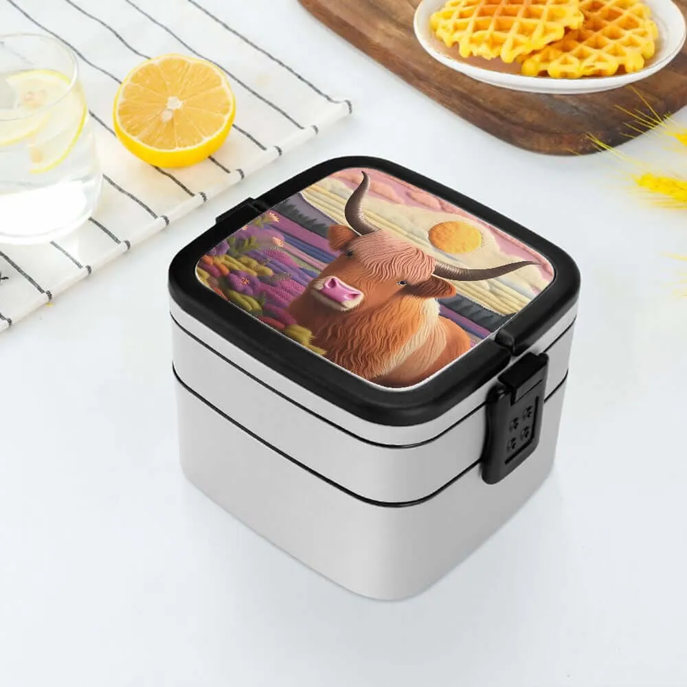 Highland Cow Design Double-layer Lunch Box