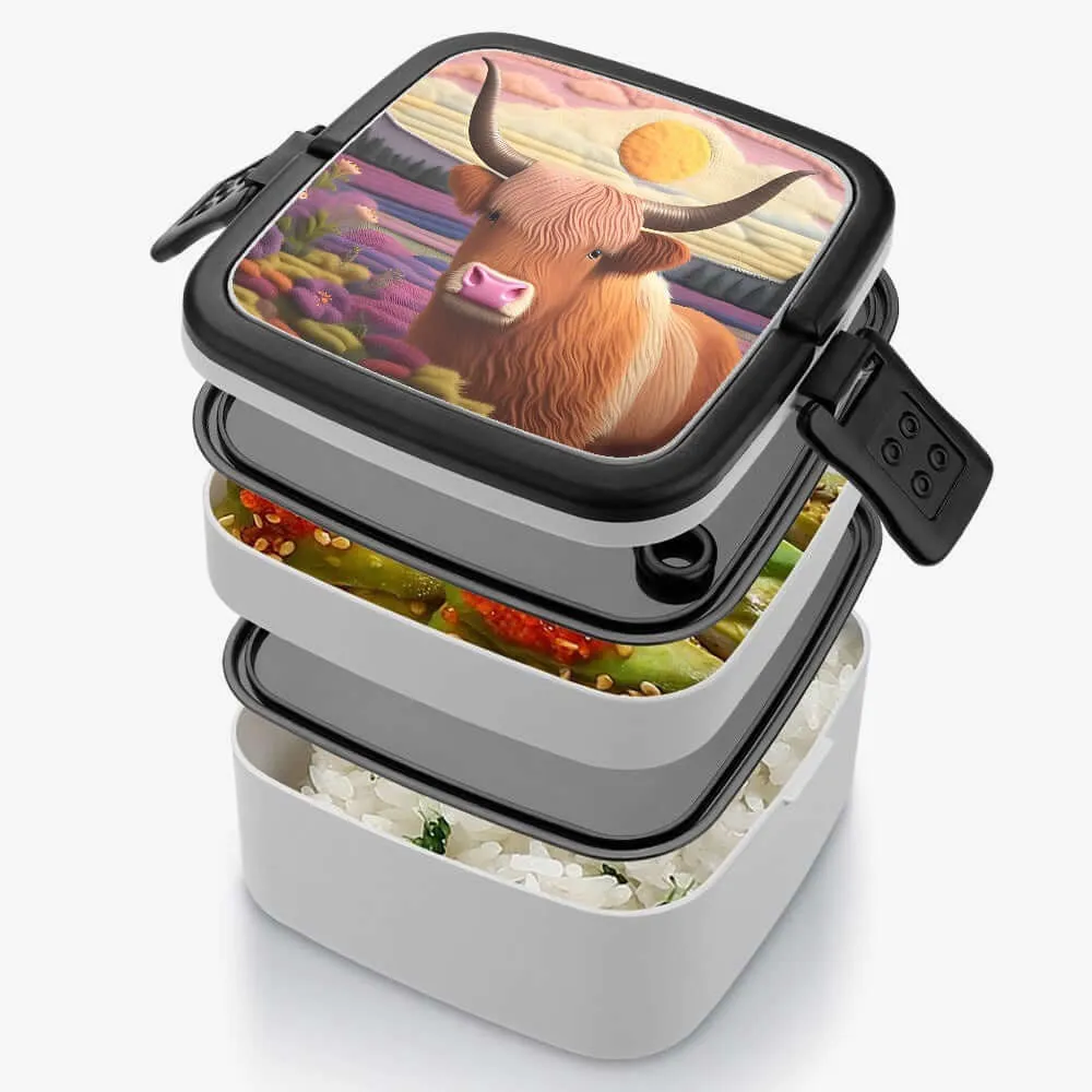 Highland Cow Design Double-layer Lunch Box