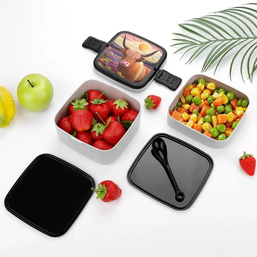 Highland Cow Design Double-layer Lunch Box
