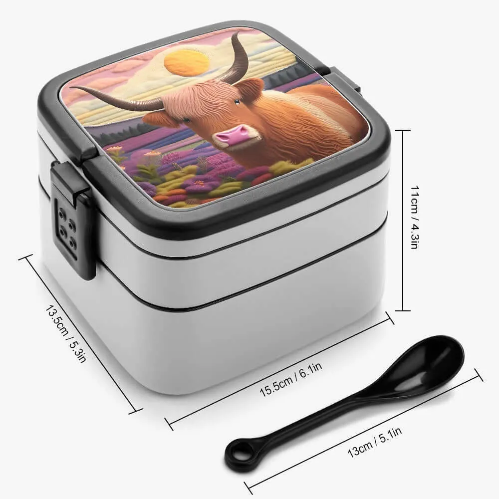Highland Cow Design Double-layer Lunch Box