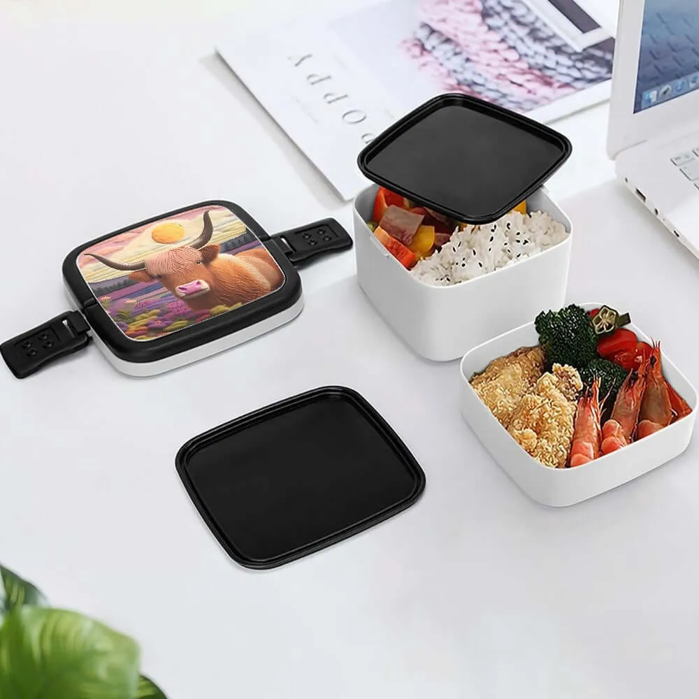 Highland Cow Design Double-layer Lunch Box