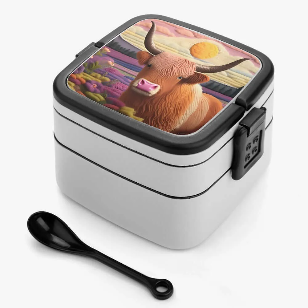 Highland Cow Design Double-layer Lunch Box