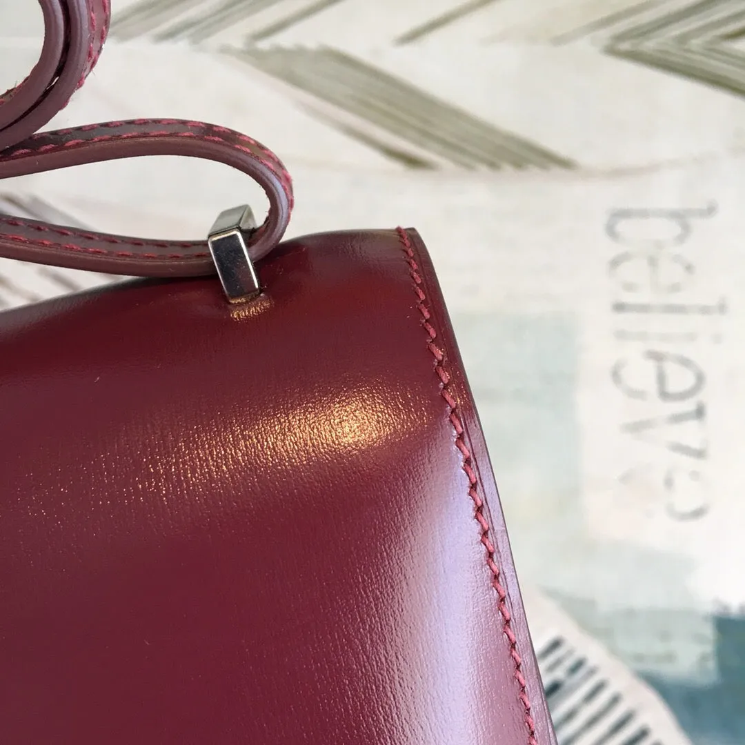 HM Constance Burgundy For Women Silver Toned Hardware 7.4in/19cm