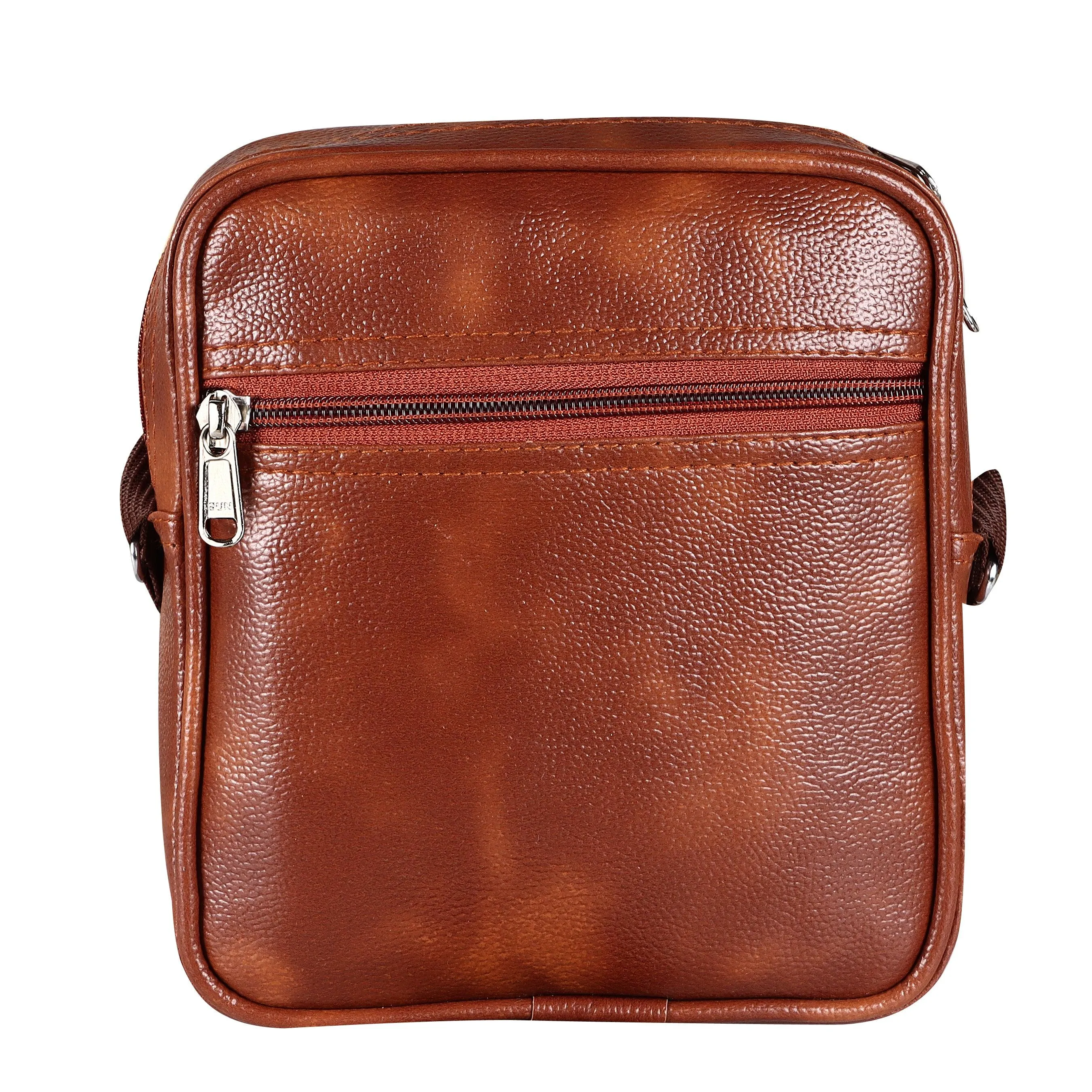 Jaxer Tan Leather Cross Body Travel Office Side Shoulder Sling Bag for Men and Women - JXRSB114