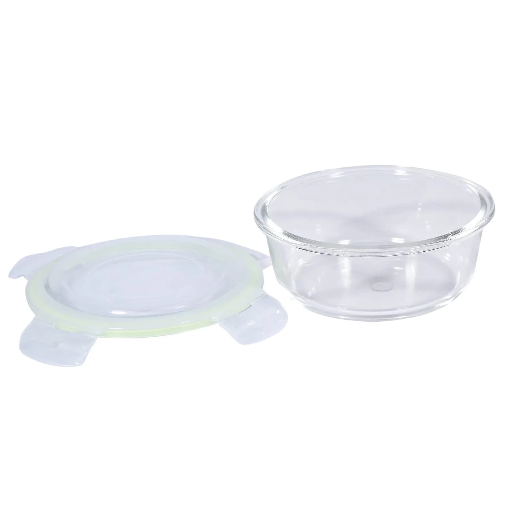 Jaypee Plus Klarozip Round 3 Microwave Safe Lunch Box for Office Glass Container Set of 3 (400 400 400) ml Transparent Leak Proof Tiffin Box