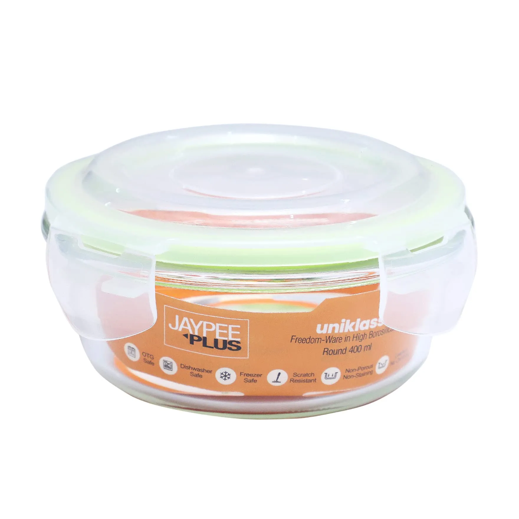 Jaypee Plus Klarozip Round 3 Microwave Safe Lunch Box for Office Glass Container Set of 3 (400 400 400) ml Transparent Leak Proof Tiffin Box