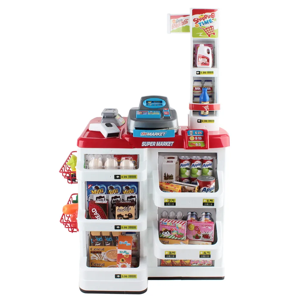 Kids Pretend Play 24 Piece Children Super Market Toy Set Light Sound