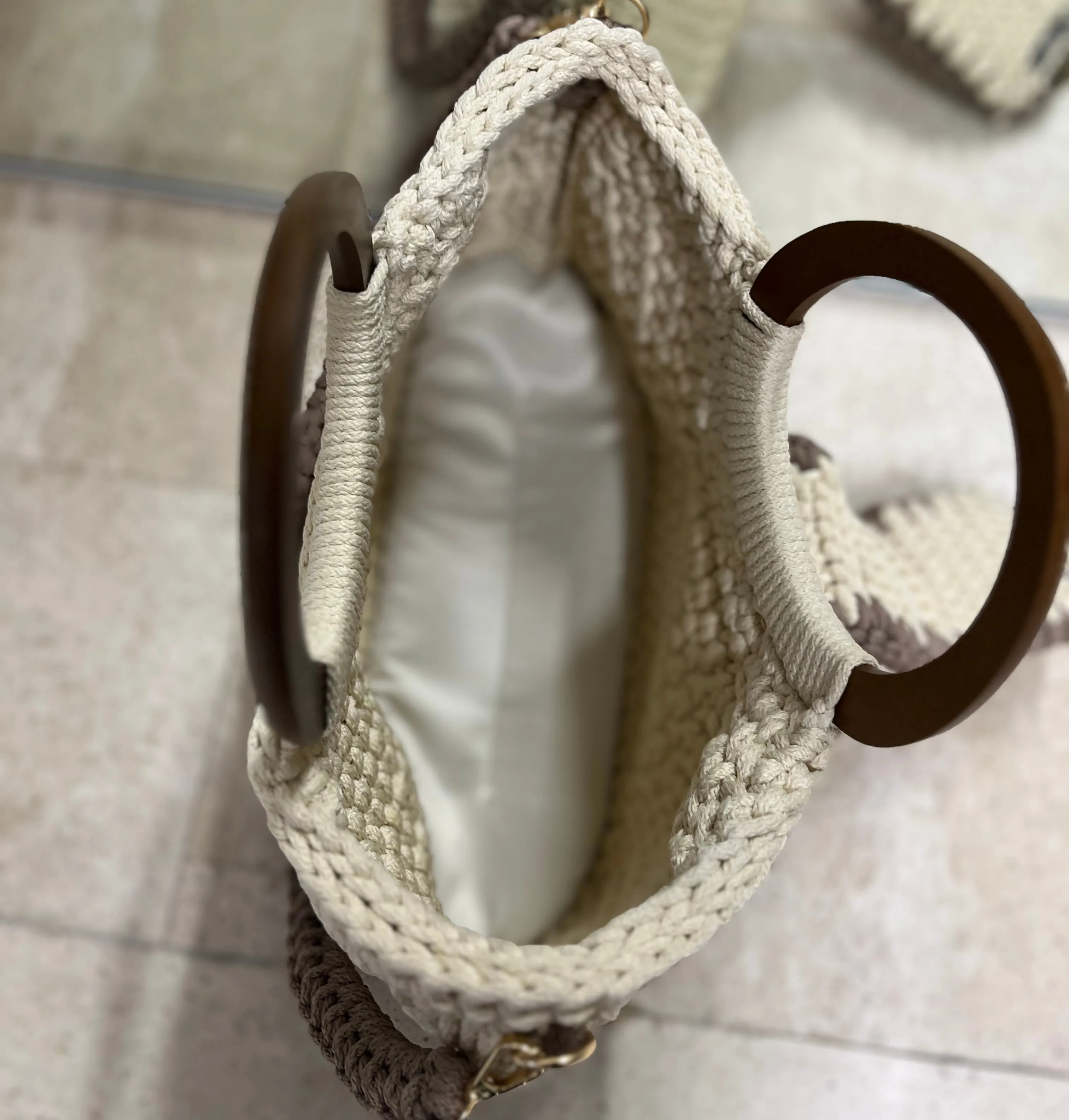Knitted Macrame Fashionable Handbag, Autumn