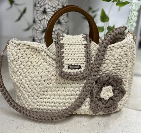 Knitted Macrame Fashionable Handbag, Autumn