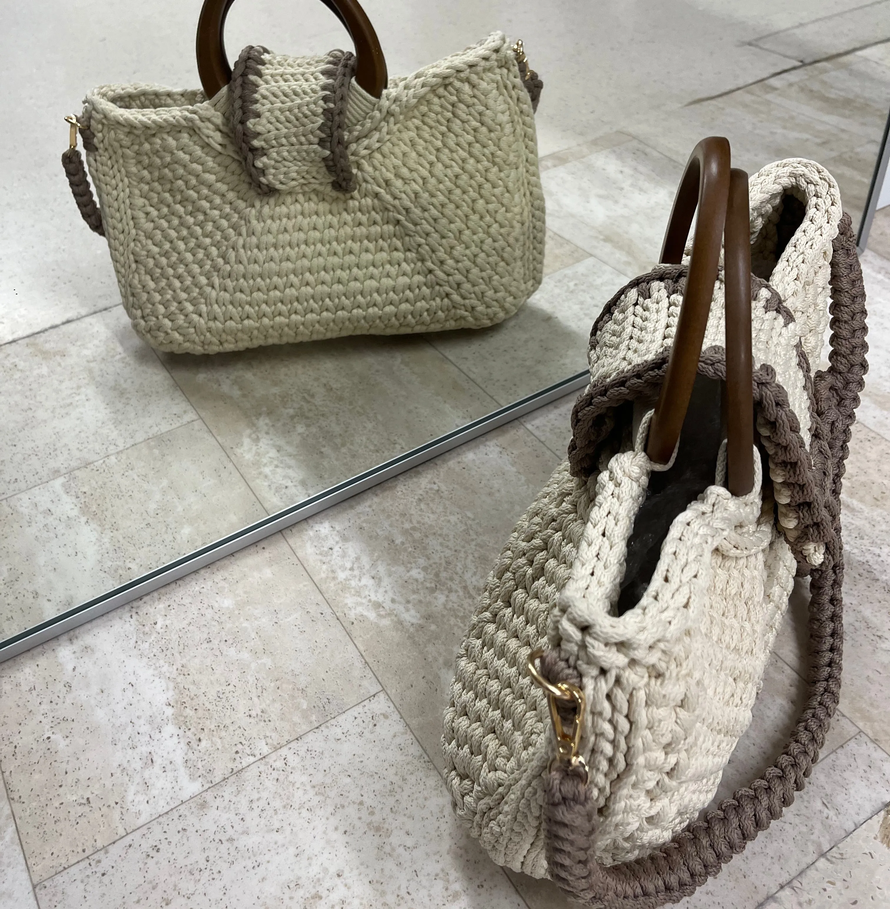 Knitted Macrame Fashionable Handbag, Autumn