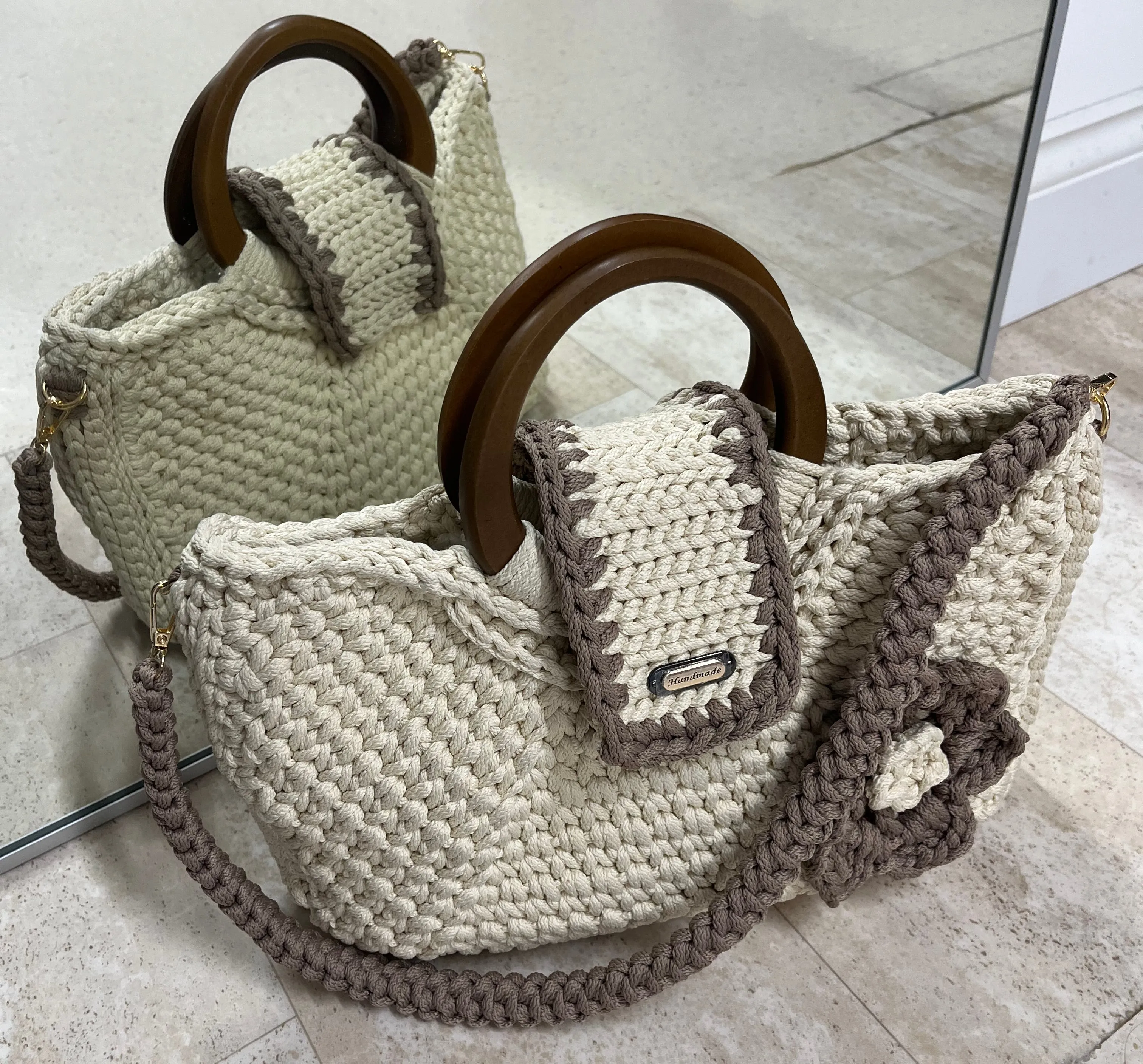 Knitted Macrame Fashionable Handbag, Autumn