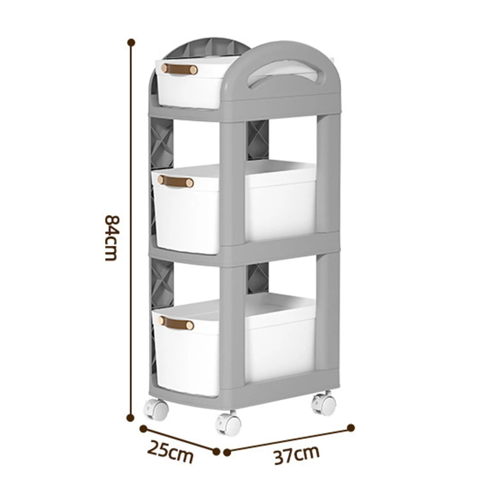 Kuber Industries Pack of 3 Multipurpose Trolley Storage Organiser | 3 Layer Shelf | Trolley with Wheels for Kitchen Accessories | Large Capacity, Easy installation, Space Saving | 812|Gray