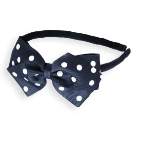 Large Navy Polka Dot Alice Headband