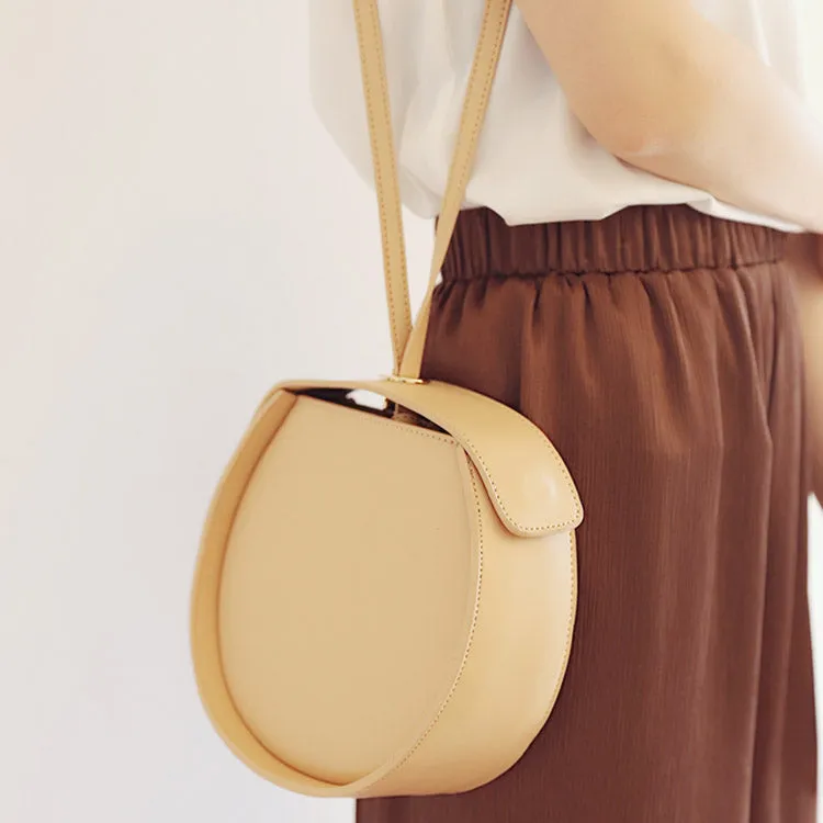 Leather Womens Circle Handbags Small Leather Crossbody Bags Purse