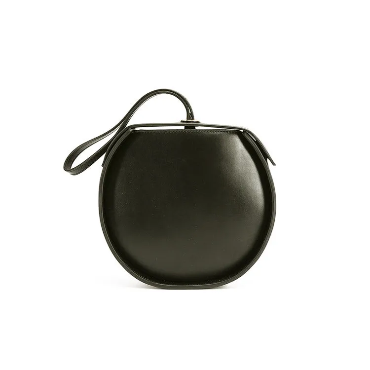 Leather Womens Circle Handbags Small Leather Crossbody Bags Purse