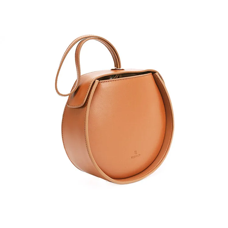Leather Womens Circle Handbags Small Leather Crossbody Bags Purse