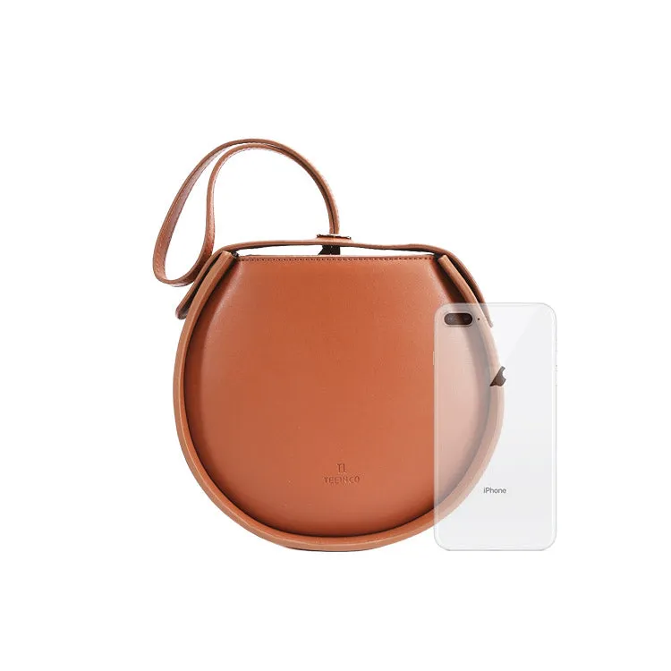 Leather Womens Circle Handbags Small Leather Crossbody Bags Purse